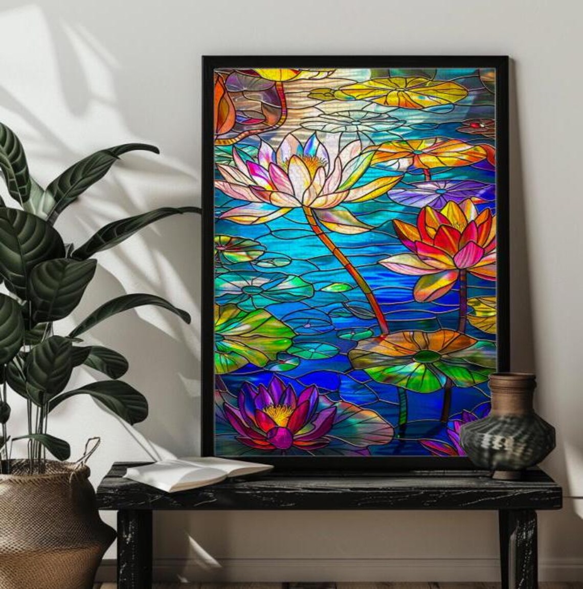 Stained Glass Waterlily Jigsaw Puzzle, Waterlily Picture