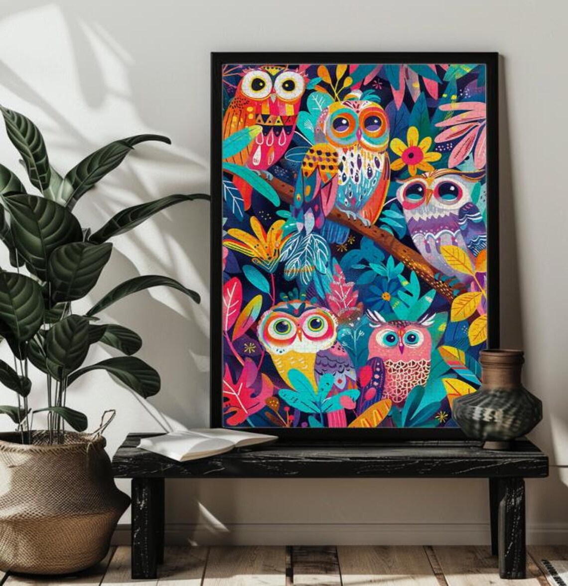 Stained Glass Flying Owl Jigsaw Puzzle Art - Image 2