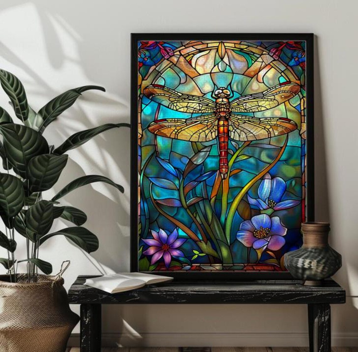 Stained Glass Dragonfly Art Print, Dragonfly Decor - Image 3
