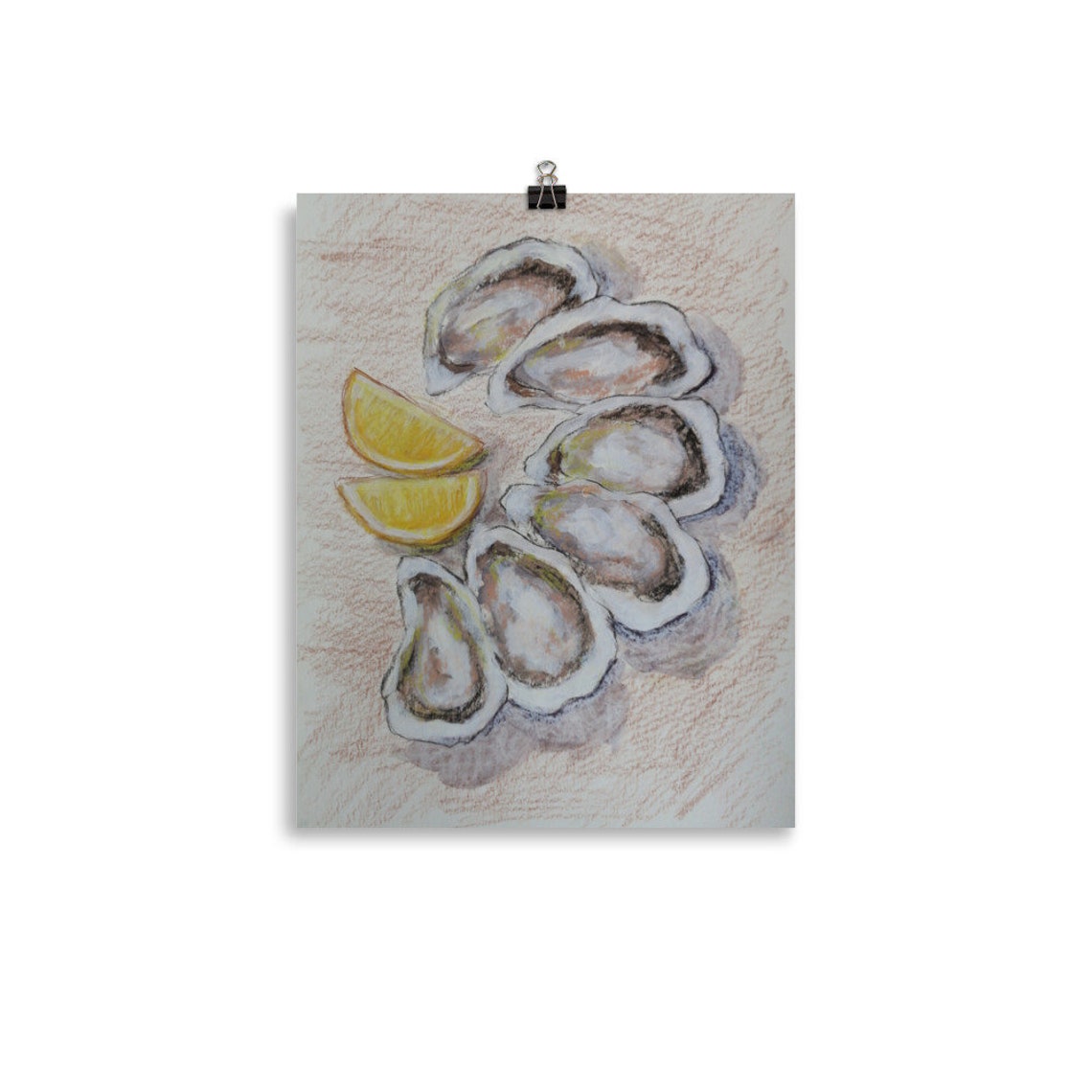 Fresh Oysters With Lemon Wedges Watercolor Kitchen Art Poster - Image 3