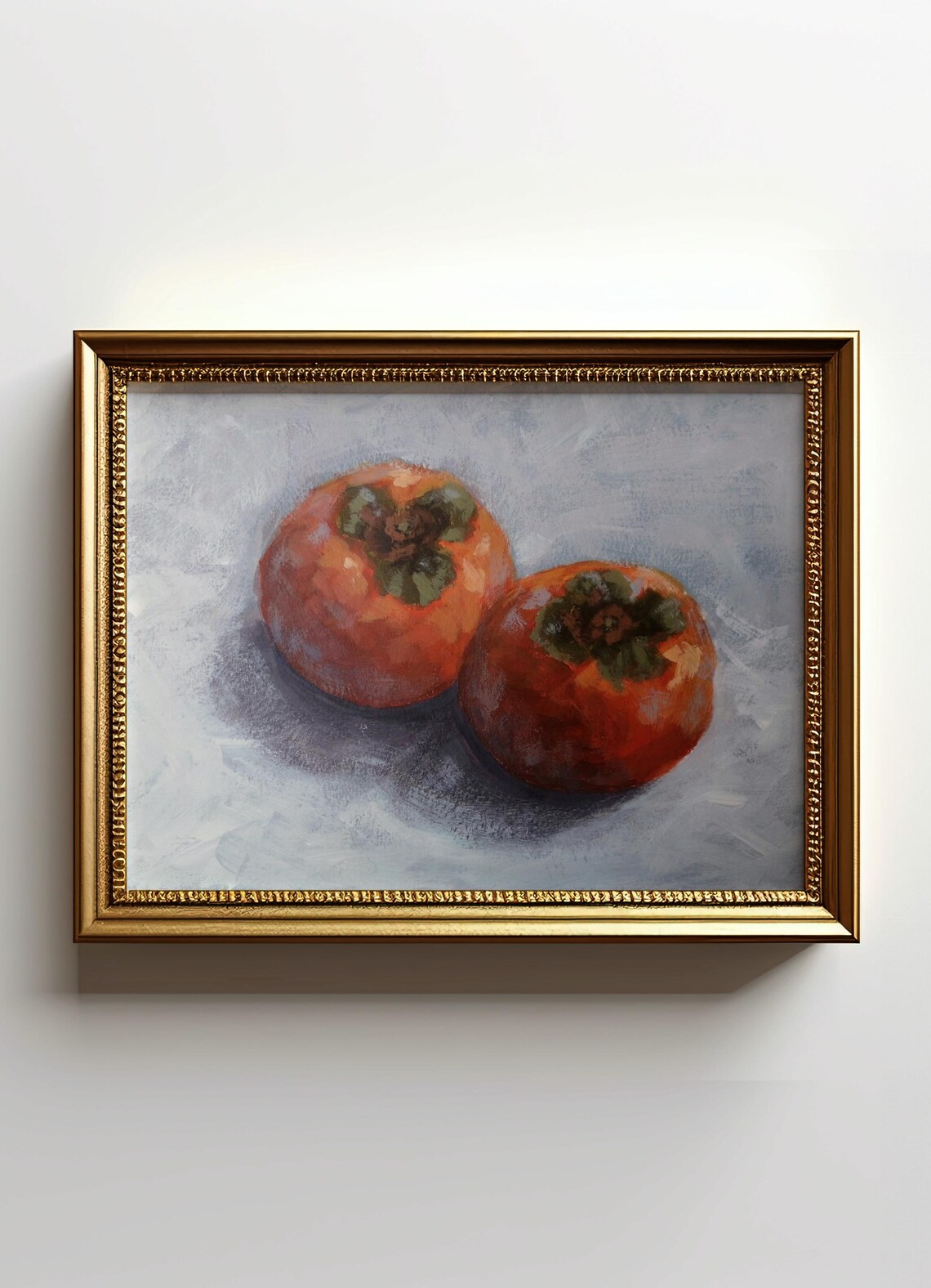 Persimmon Painting Fruit Still Life, Kitchen Decor