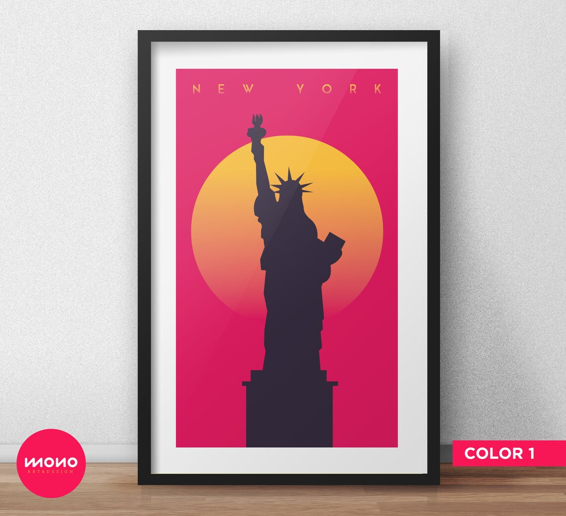 Statue Of Liberty Illustration, New York Travel Poster