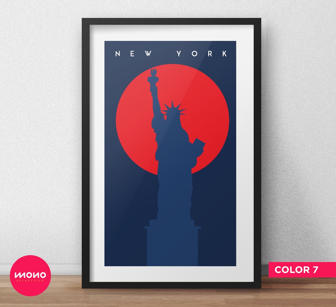 Statue Of Liberty Illustration, New York Travel Poster - Image 2