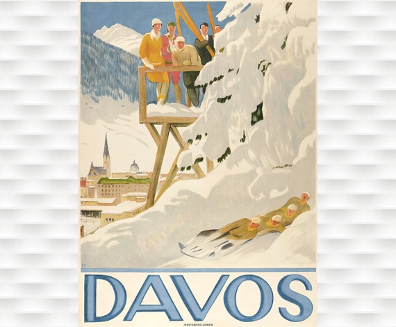 Davos Swiss Ski Travel Poster