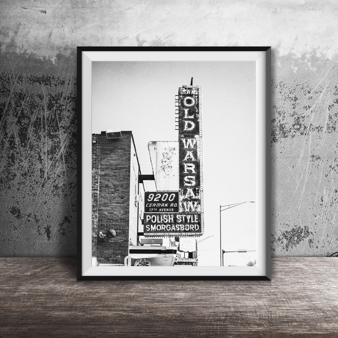Old Warsaw Polish Style Smorgasbord Tall Neon Sign Photography Poster - Image 2