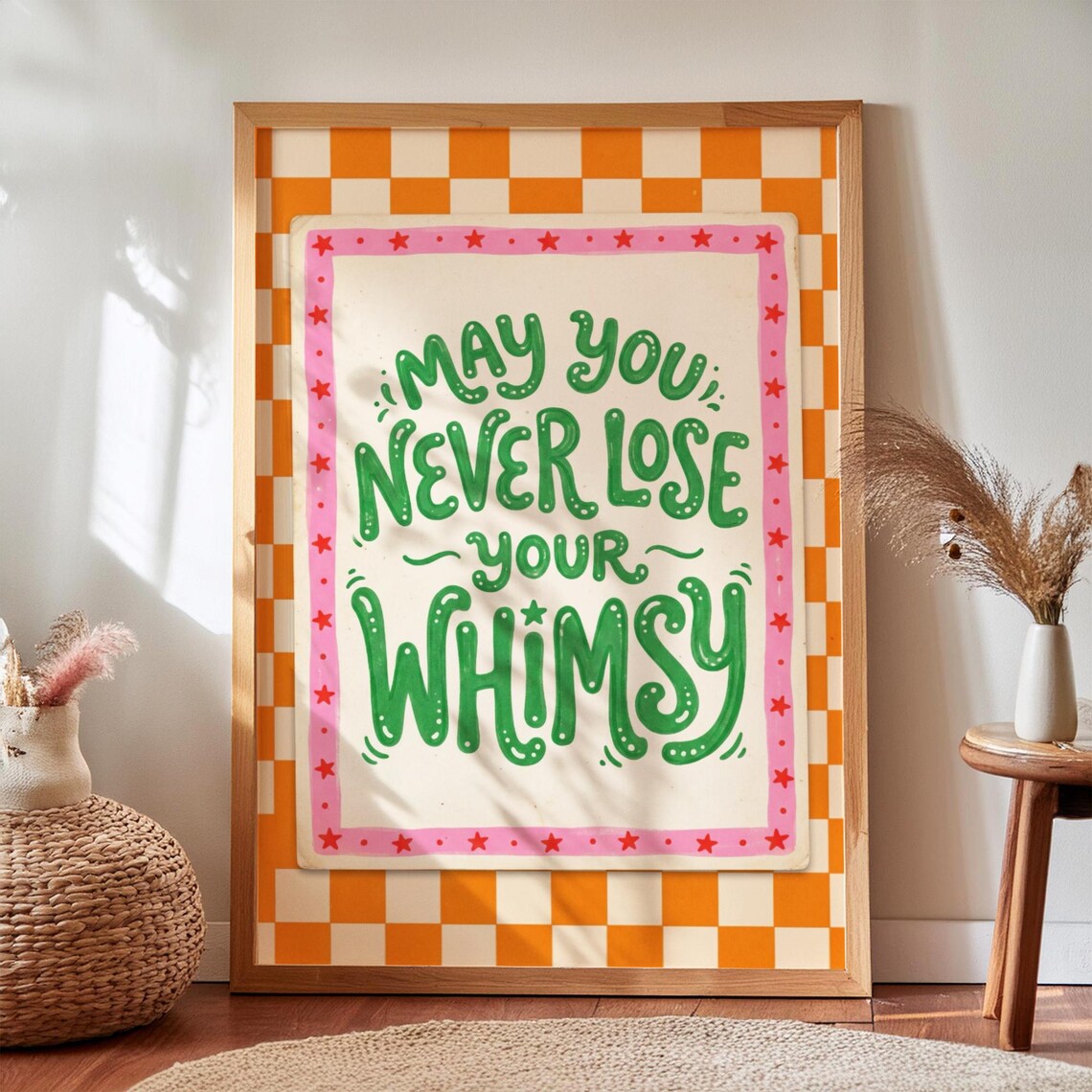 May You Never Lose Your Whimsy Art Print Colorful Playful Typography Digital Download