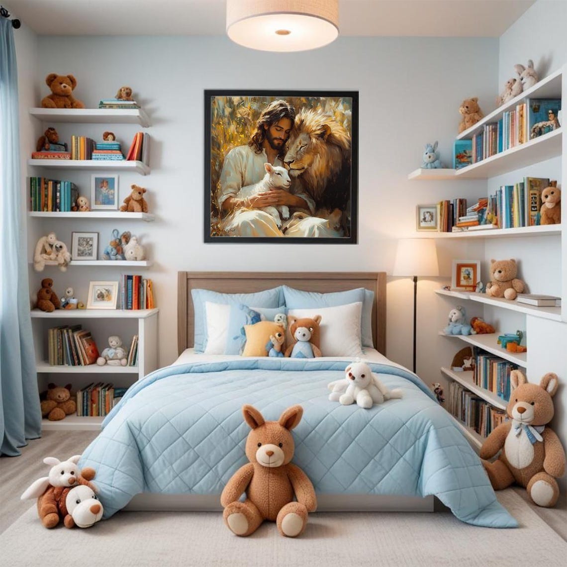 Jesus Lion Lamb Art Print, Christian Wall Decor - Image 2