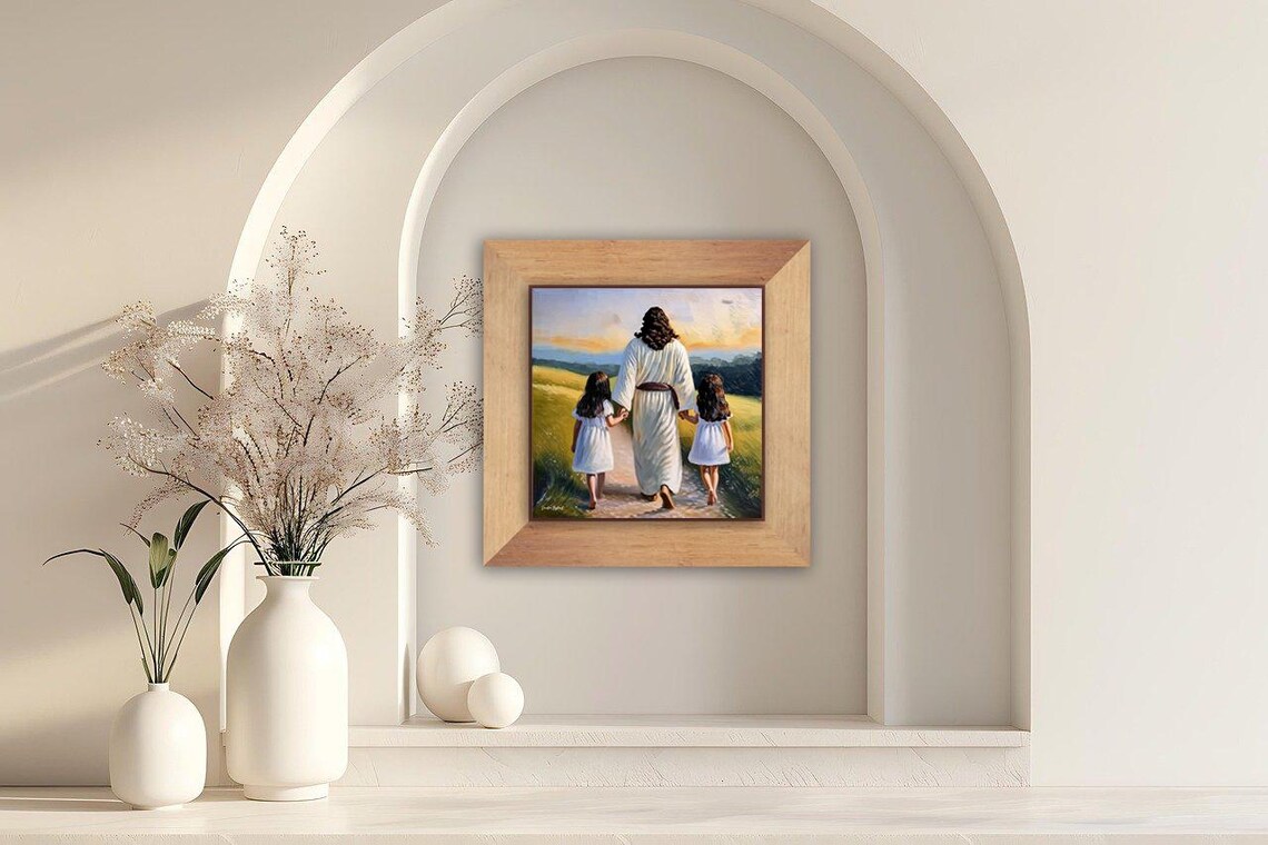 Jesus Walking With Children Christian Family Gift - Image 3