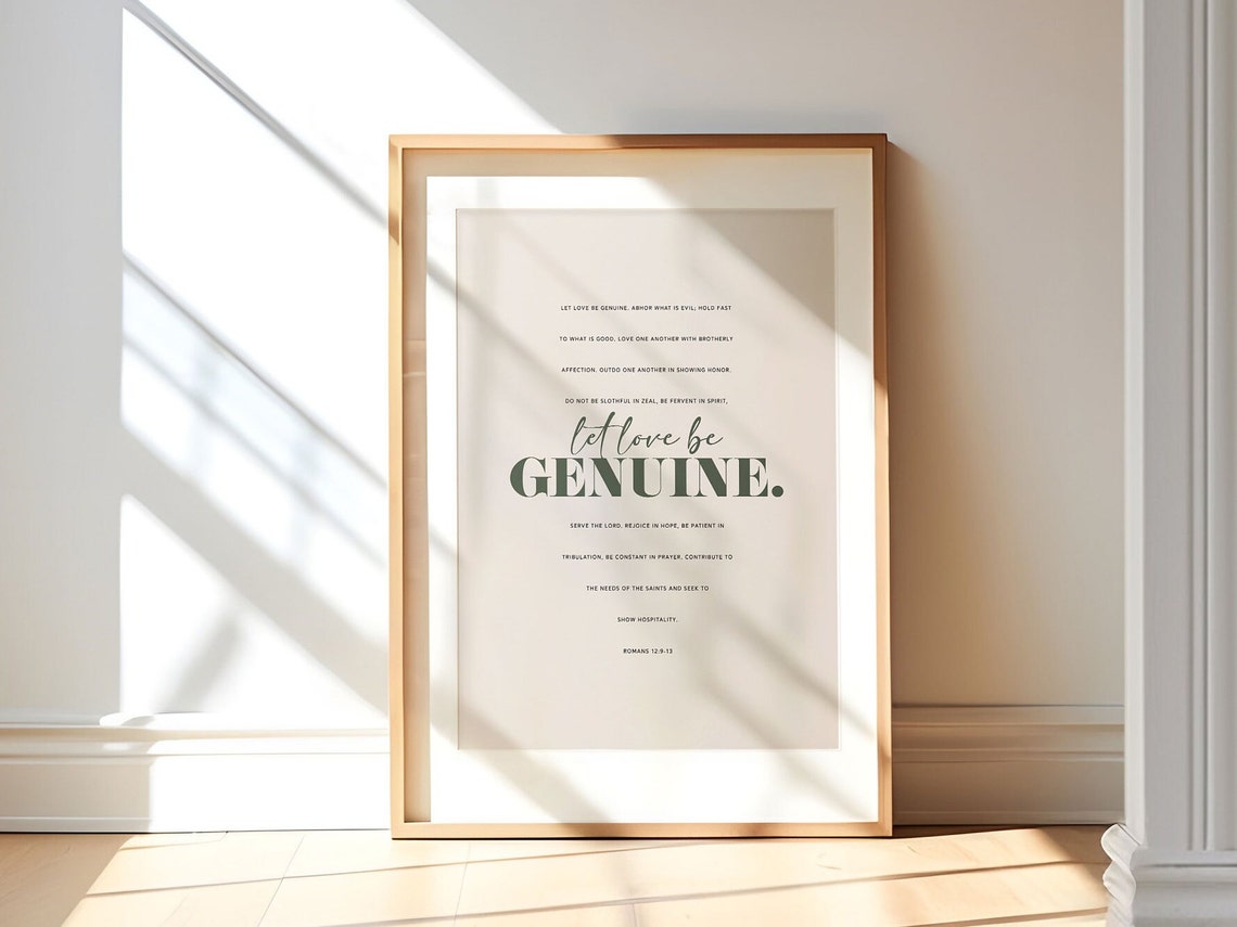 Let Love Be Genuine Romans 12 Bible Verse Wall Art Christian Modern Scripture Poster Bold Typography Minimal Home Decor - Image 4