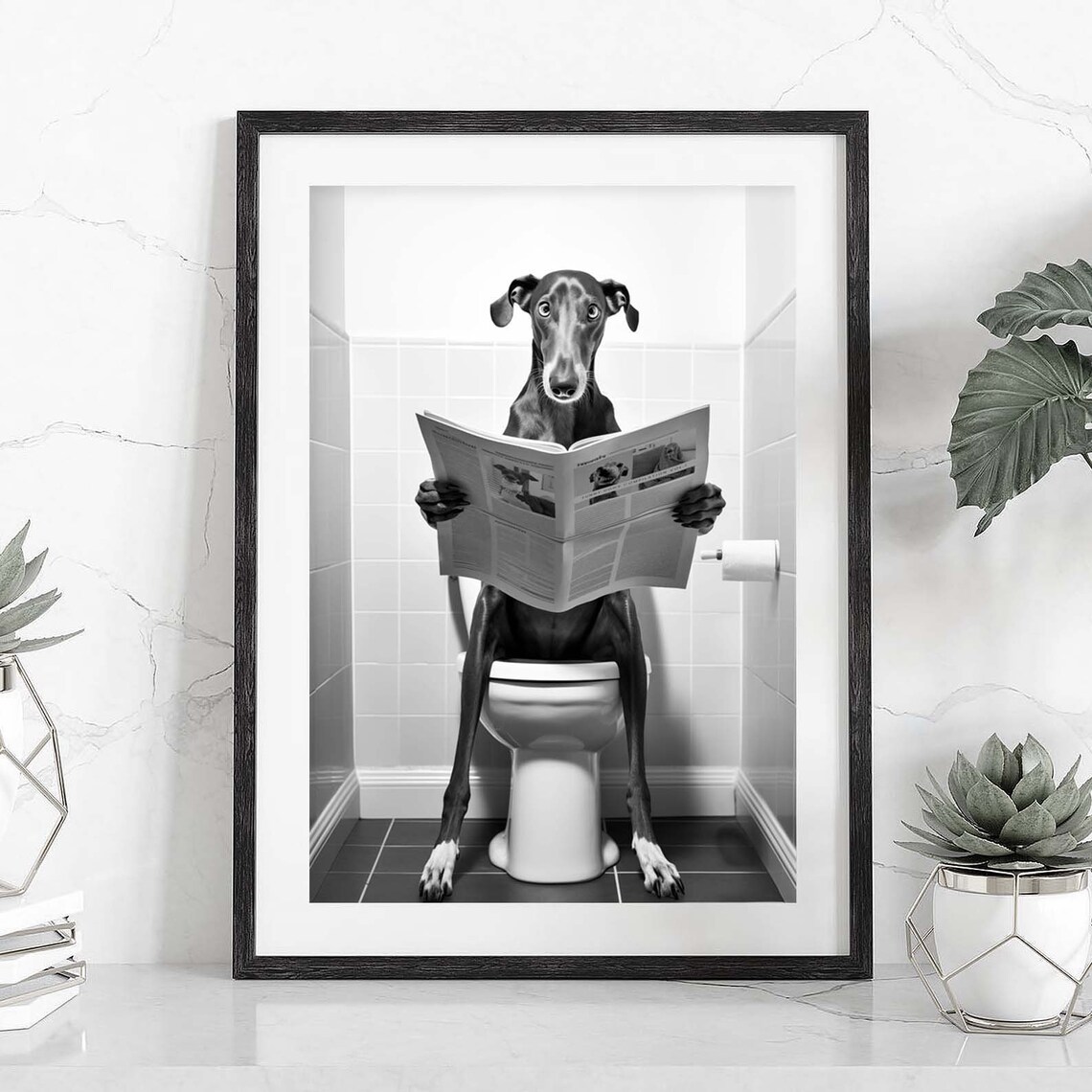 Greyhound Bathroom Humor Art Print, Nursery Decor - Image 2