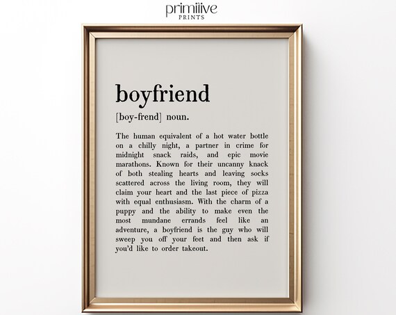 Boyfriend Definition Print Boyfriend Wall Art Boyfriend Poster Minimalist Boyfriend Gift Funny Boyfriend Wall Art 728