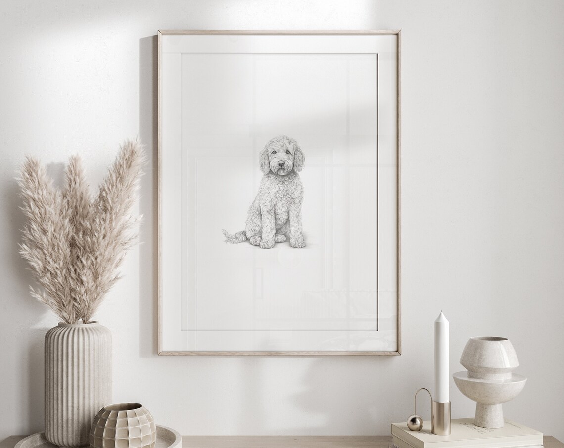 Goldendoodle Sketch Wall Art, Dog Drawing Print - Image 3