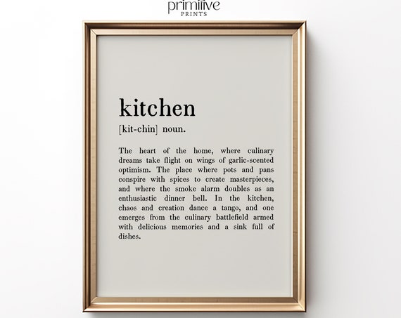 Kitchen Definition Print, Minimalist Kitchen Art Print