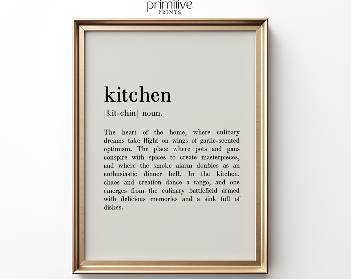 Kitchen Definition Print, Minimalist Kitchen Art Print