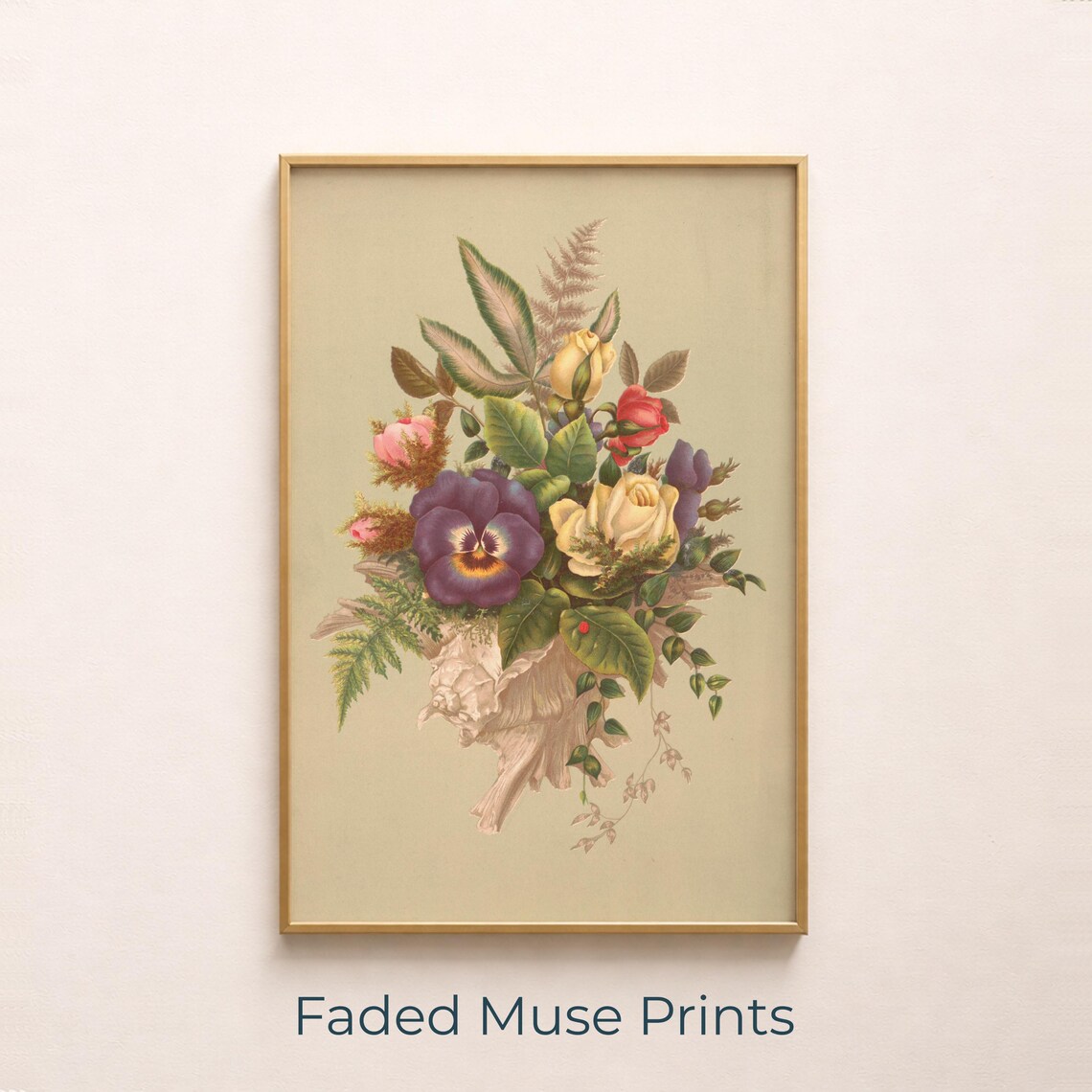 Vintage Bouquet Botanical Print, Floral Art Print