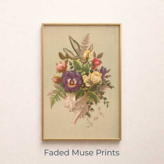 Vintage Bouquet Botanical Print, Floral Art Print