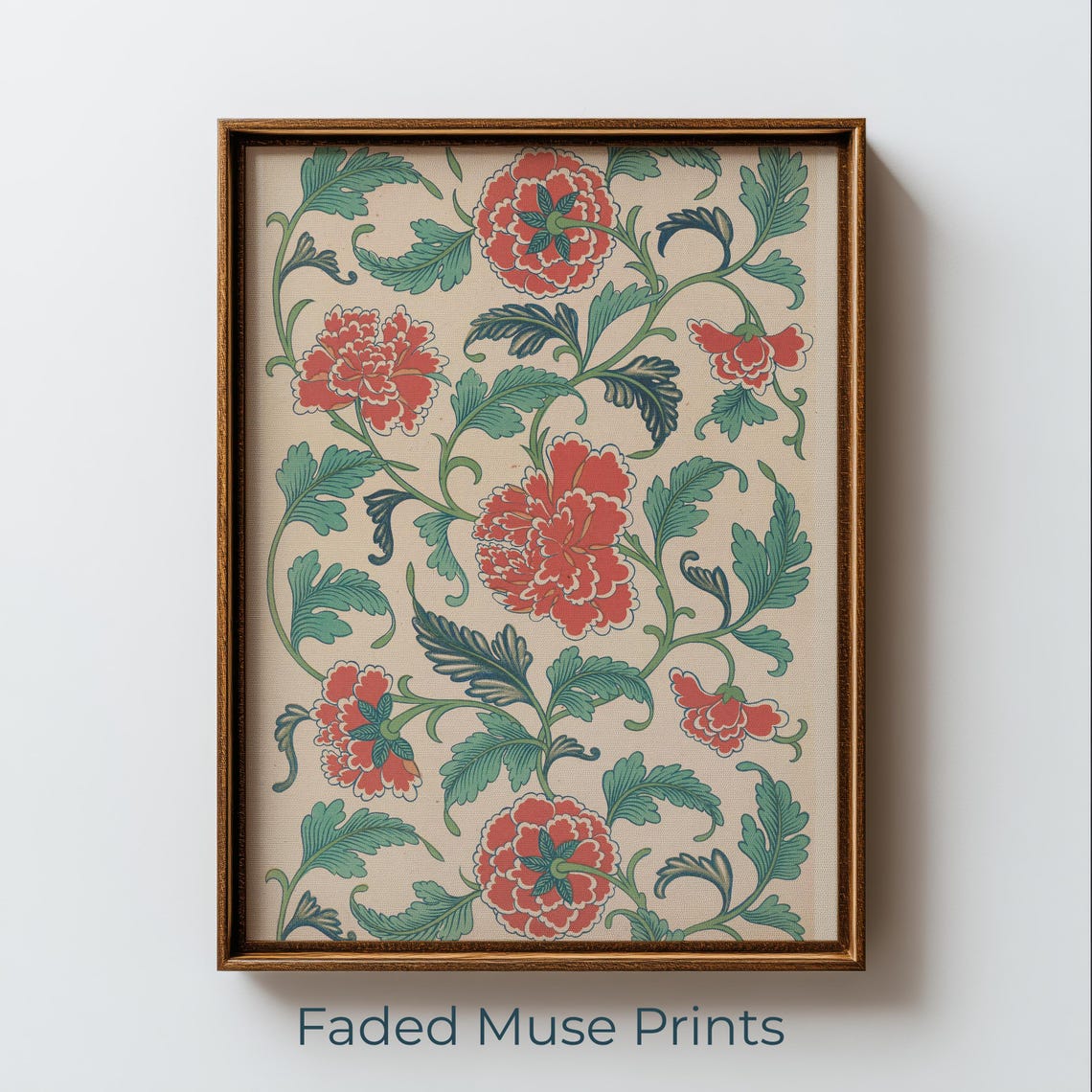 Vintage Peony Floral Pattern Rustic Botanical Wall Art Digital Download 1219