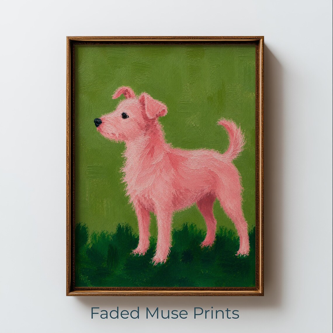 Pink Terrier Dog Painting Vintage Printable Wall Art Digital Download 2826