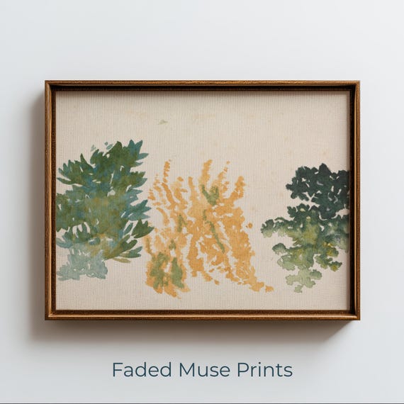 Botanical Watercolor Of Leaf Clusters Vintage Cottagecore Wall Art Digital Download 812