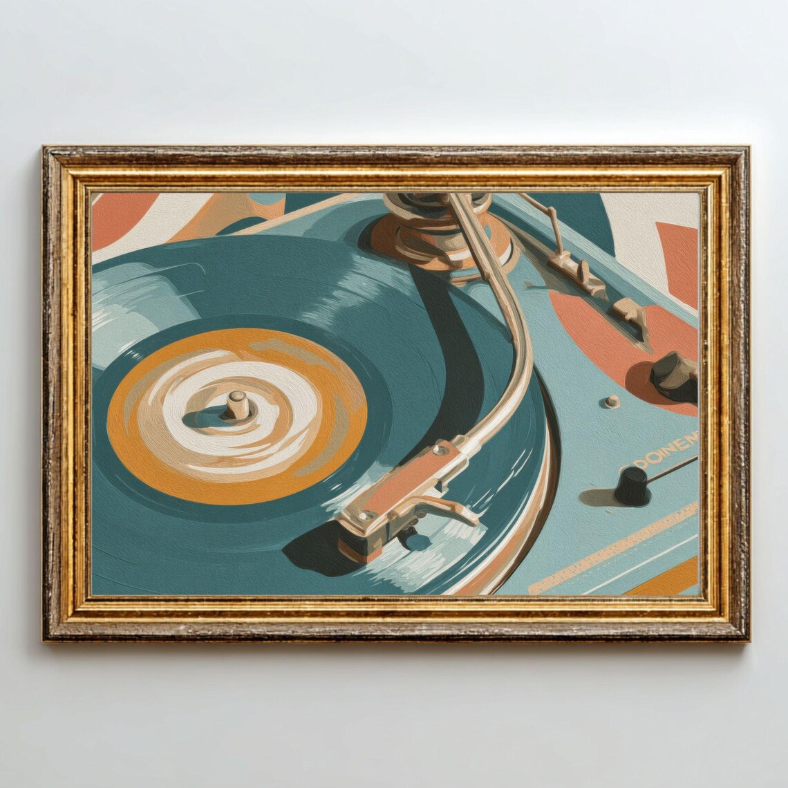 Mid Century Record Player Print, Music Art