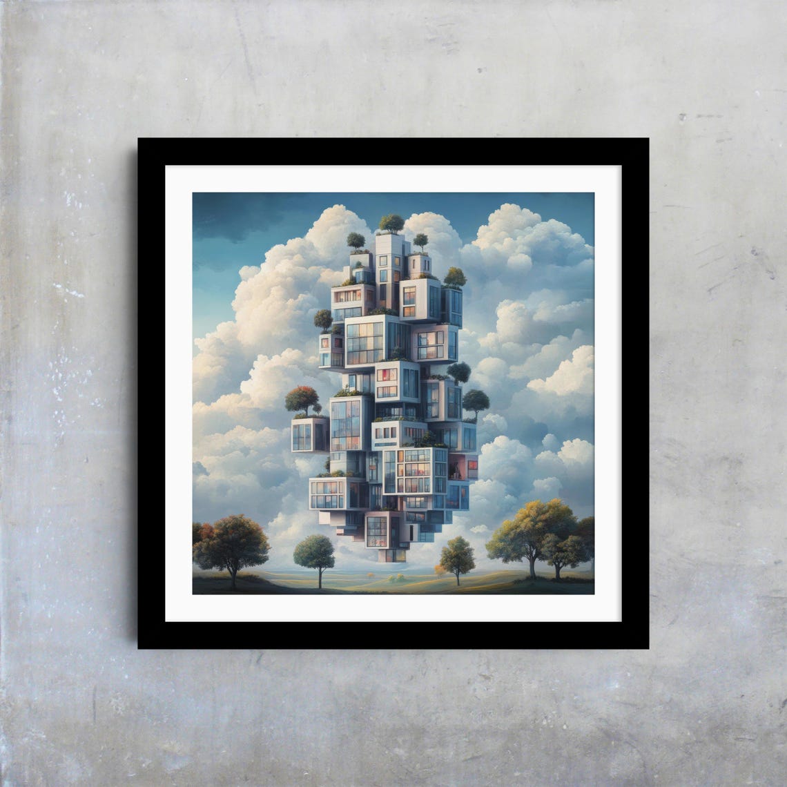 Surreal Architecture Wall Art Whimsical Clouds Home Decor Modern Design Poster Unique Artistic Home Decor Gift Idea - Image 4