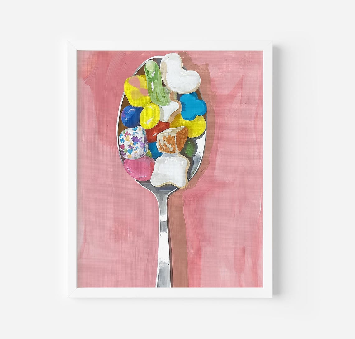 Spoonful Of Colorful Cereal Marshmallows Pink Pop Art Poster - Image 3