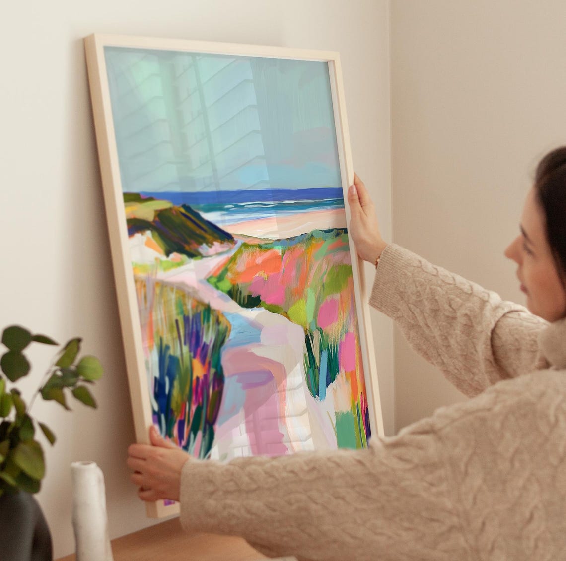 Colorful Sand Dune Path Leading To Beach Landscape Art Poster - Image 3