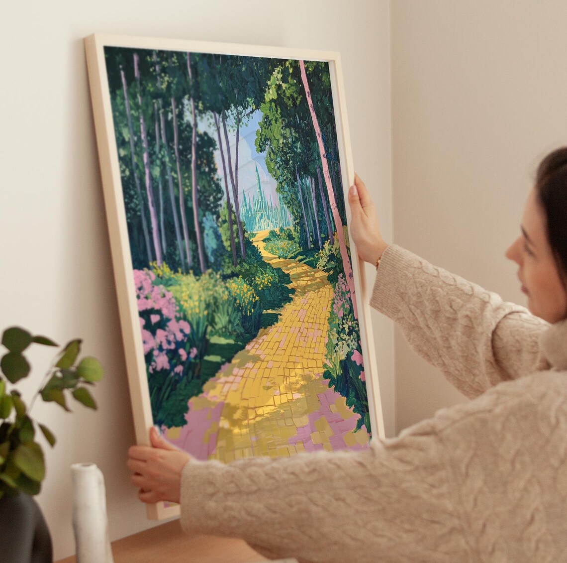 Yellow Brick Road Pastel Painting, Whimsical Art Print - Image 3