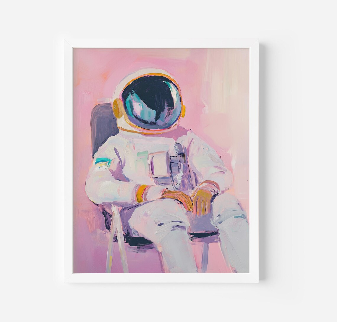 Pink Astronaut Vintage Style Art Print, Space Theme - Image 4