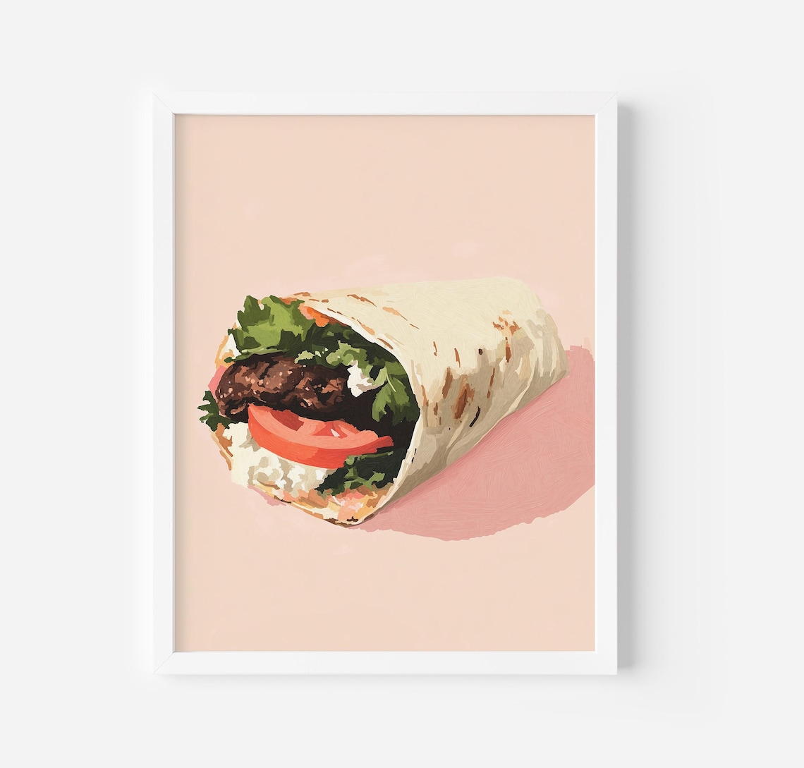 Tasty Doner Kebab Wrap With Fresh Veggies Turkish Food Art Poster