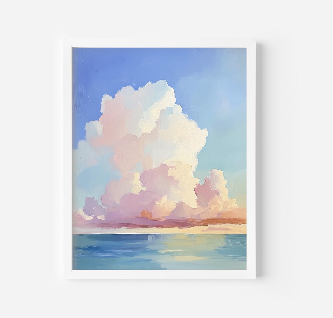 Pastel Cloud Sunset Art Print, Soft Sky Decor