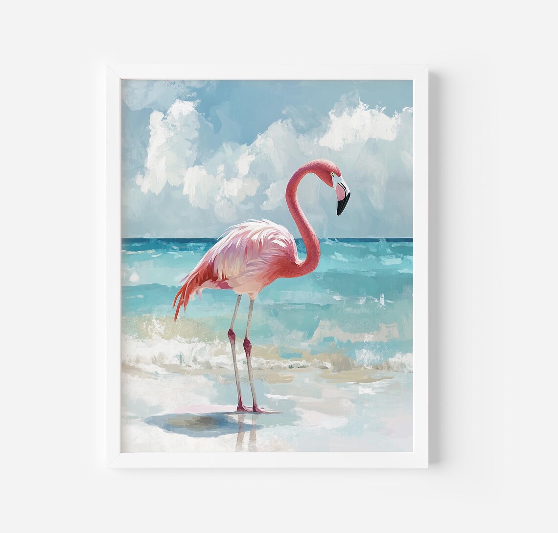 Flamingo Minimal Art Poster, Modern Bird Decor