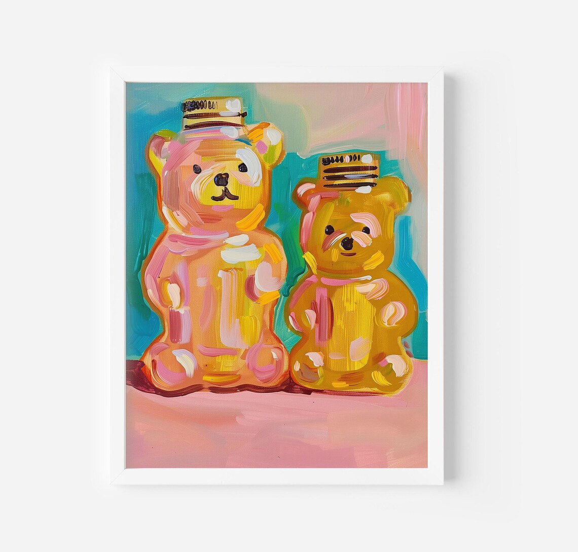 Honey Bear Pastel Colours Acrylic Art Print, Kitchen