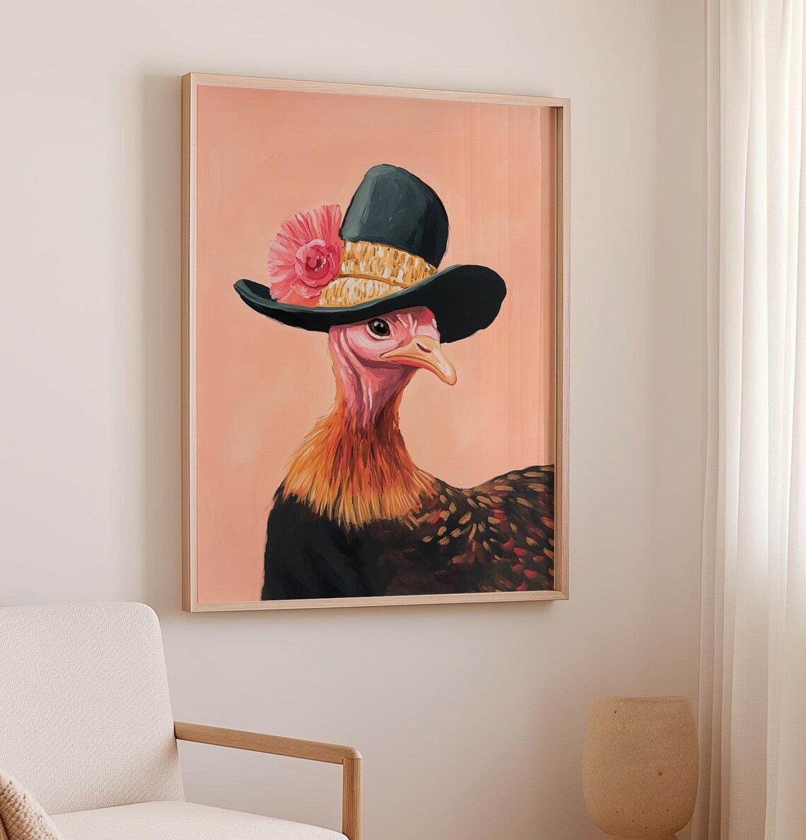 Thanksgiving Turkey Pink Farmhouse Art Print - Image 2