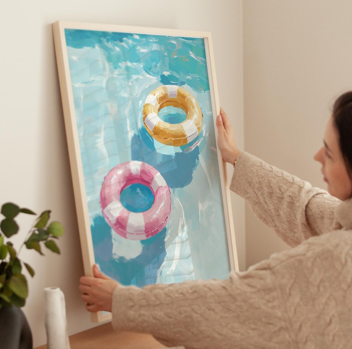 Striped Inner Tube Summer Pool Float Art Print - Image 3