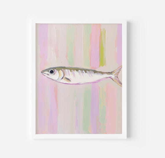 Sardines Art Print Retro Fashion Wall Art Kitchen Foodie Wall Art Sardines Poster Kitchen Food Poster Trendy Cool Girl Print
