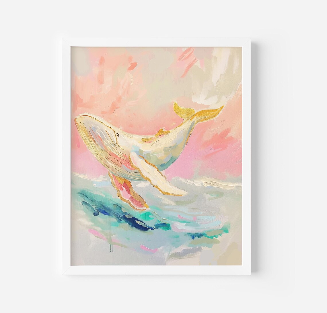 White Whale Art Print, Ocean Nursery Wall Decor