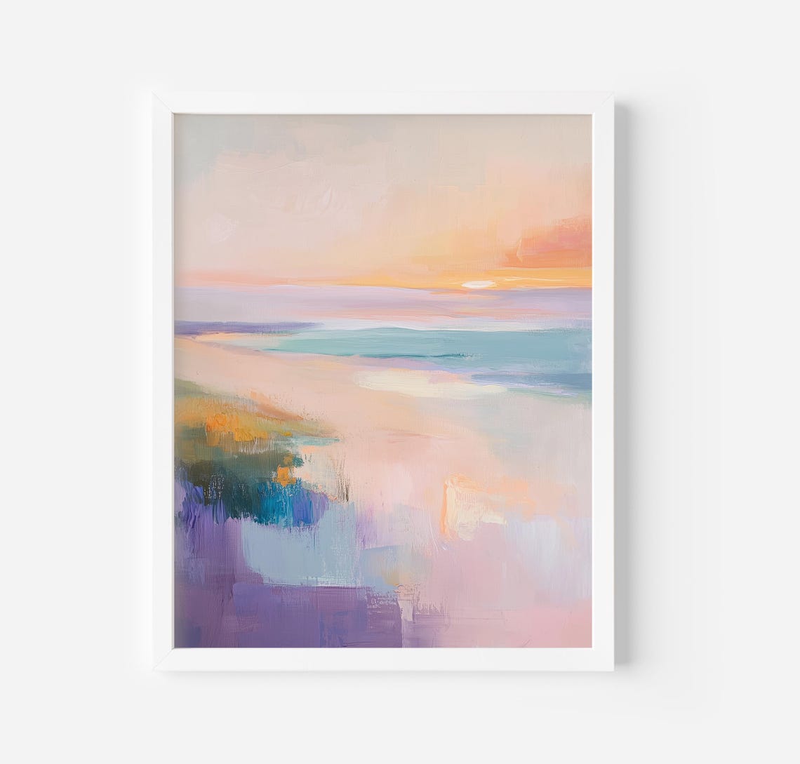 Abstract Pastel Seascape Impressionist Ocean Sunset Painting Poster