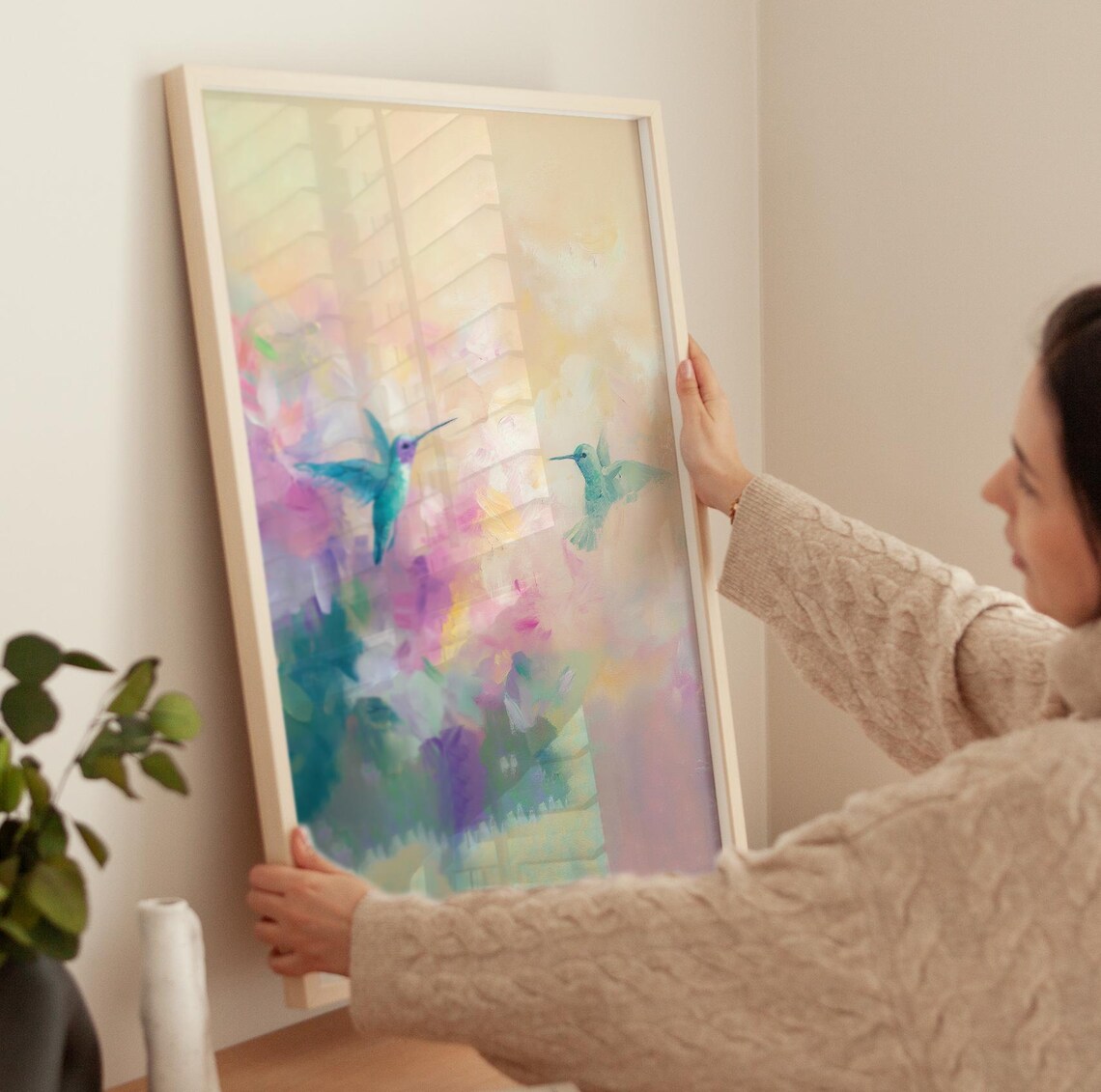 Hummingbird Watercolor Art Print, Preppy Aesthetic - Image 3