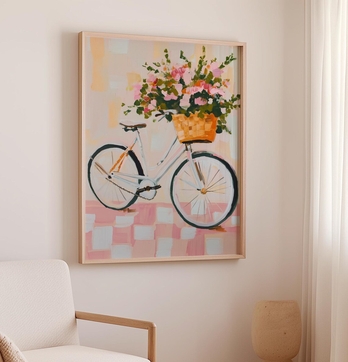 Vintage Bicycle With Flowers Basket Art Print - Image 2