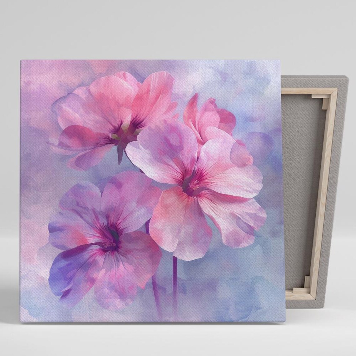 Geranium Pink Blossom Watercolor Dreamy Pastel Flower Wall Poster