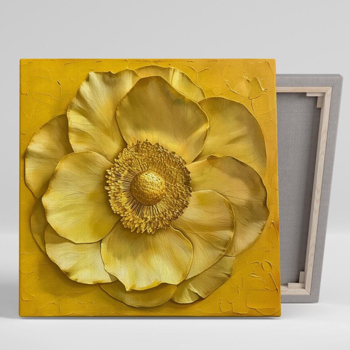 All Yellow Ranunculus Gold Impasto Bloom Floral Art Wall Poster
