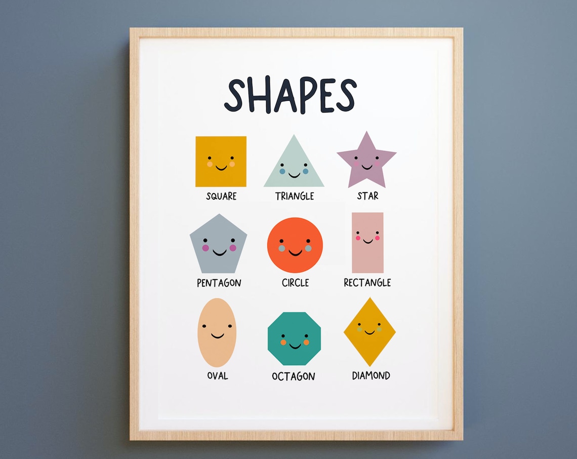 Kids Geometric Shapes Educational Wall Art Print