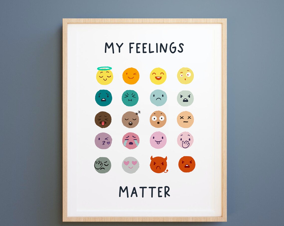Feelings Emotions Chart, Montessori Classroom Art Print