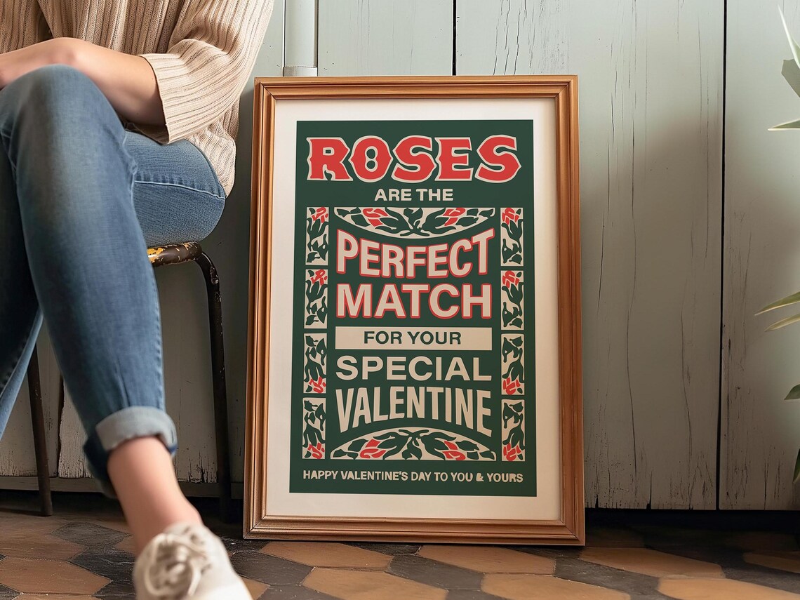 Roses Are the Perfect Match Vintage Valentine Matchbook Poster - Image 4