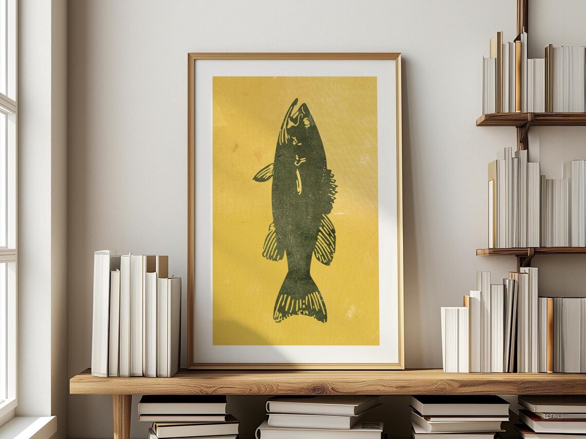 Retro Fish Print, Fishing Gift for Dad Poster