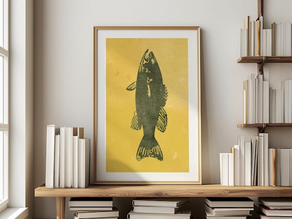 Retro Fish Print, Fishing Gift for Dad Poster