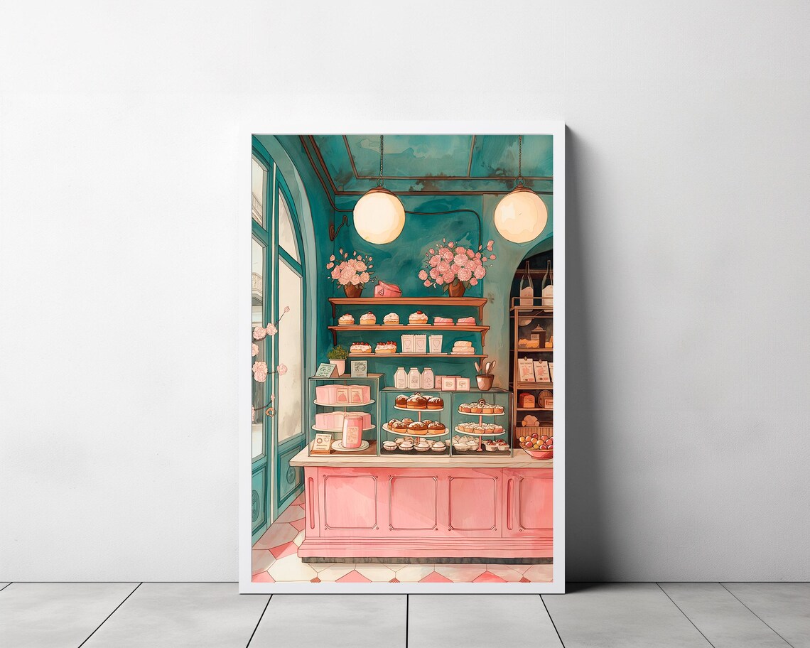 Cake Bakery Cafe Poster, Danish Pastel Watercolor - Image 3