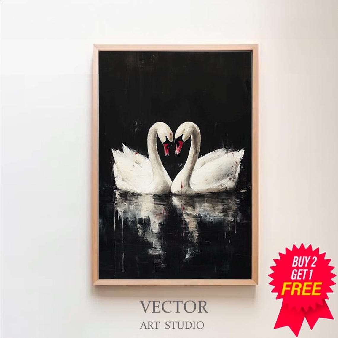 Swan Wall Art Swan Painting Print Vintage Antique Swan Print Extra Large Wall Art Dark Aesthetics Art Dark Academia Dark Oil Painting