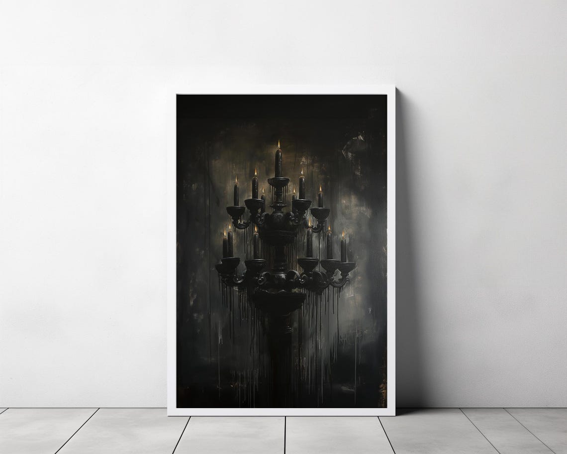 Halloween Decor Black Candles Vintage Style Halloween Moody Dark Academia Wall Art - Image 3